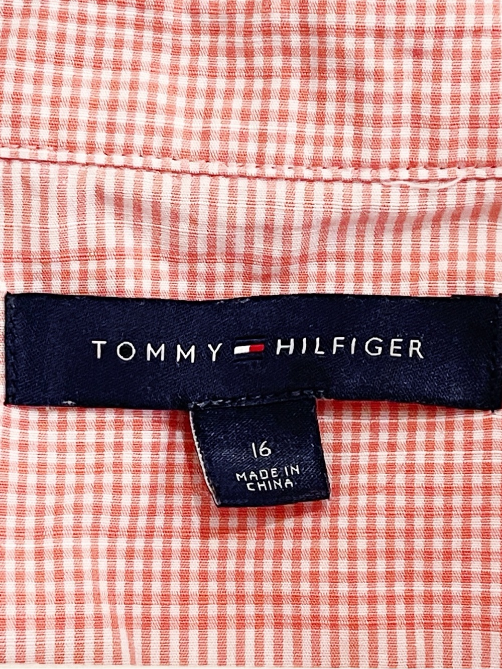 Tommy‎ Hilfiger Pink Plaid Gingham Shirt Dress Tie Waist Coastal Preppy Size 16 - Picture 9 of 14